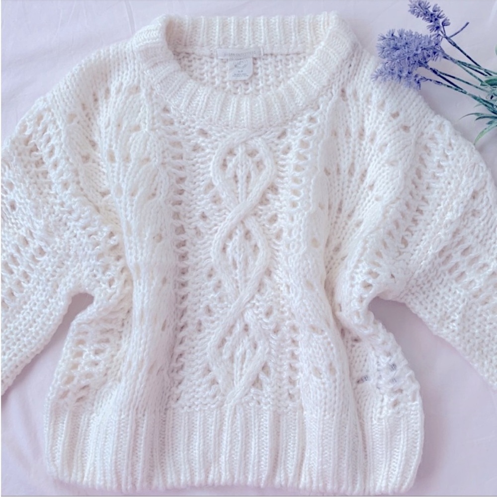 NWOT Urban Outfitters cropped chunky knit sweater, off white, size S